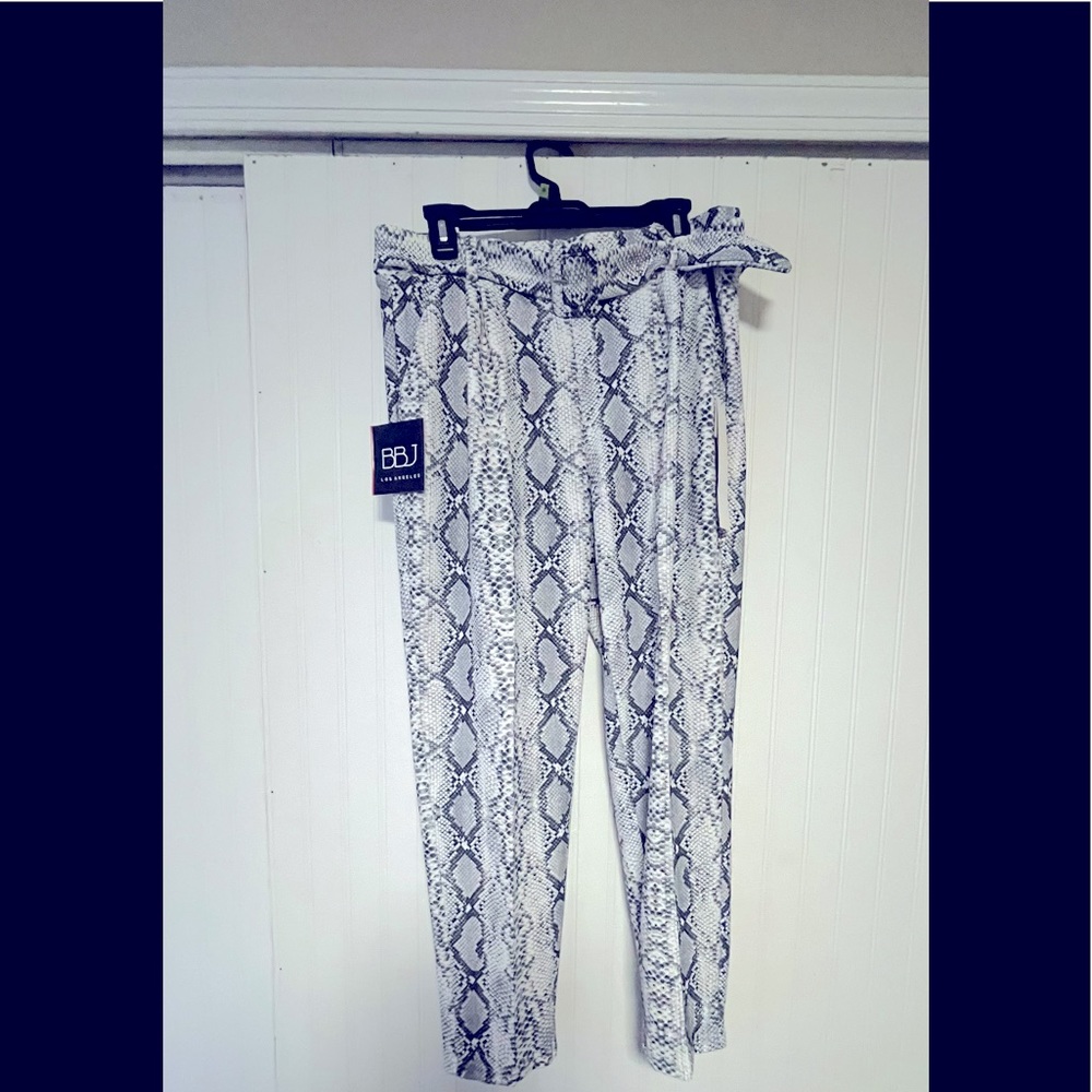 Knit Crepe Animal Print Belted Trouser Pant
